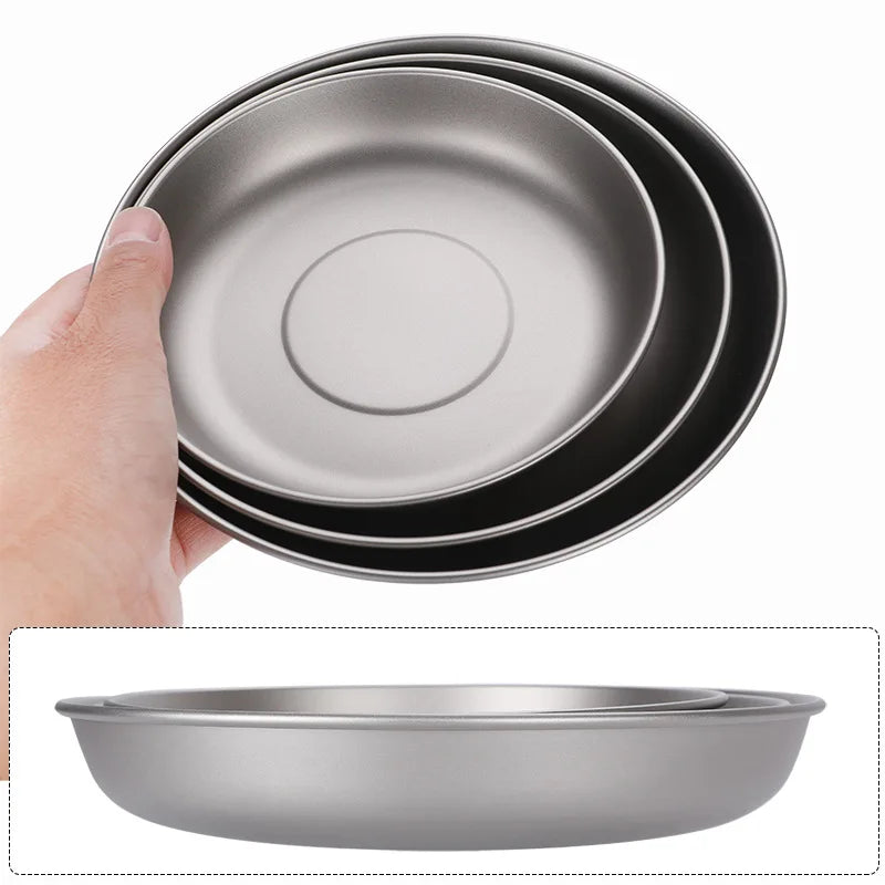 Camping Titanium Tableware Plate Titanium Lightweight Flat Plate 15/17/19cm