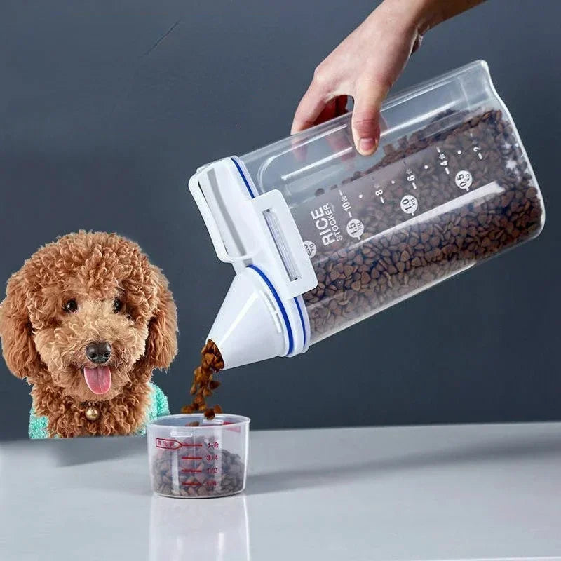 "Airtight Pet Food Storage Container β 1.5kg/2kg Dog & Cat Food Box with Measuring Cup"
