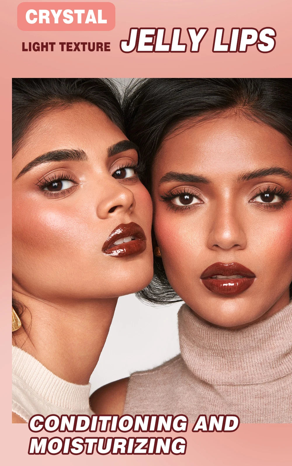 Nude Brown Plumping Lip Gloss | Moisturizing Transparent Lip Oil | Long-Lasting Hydrating Gloss for Smooth Lips