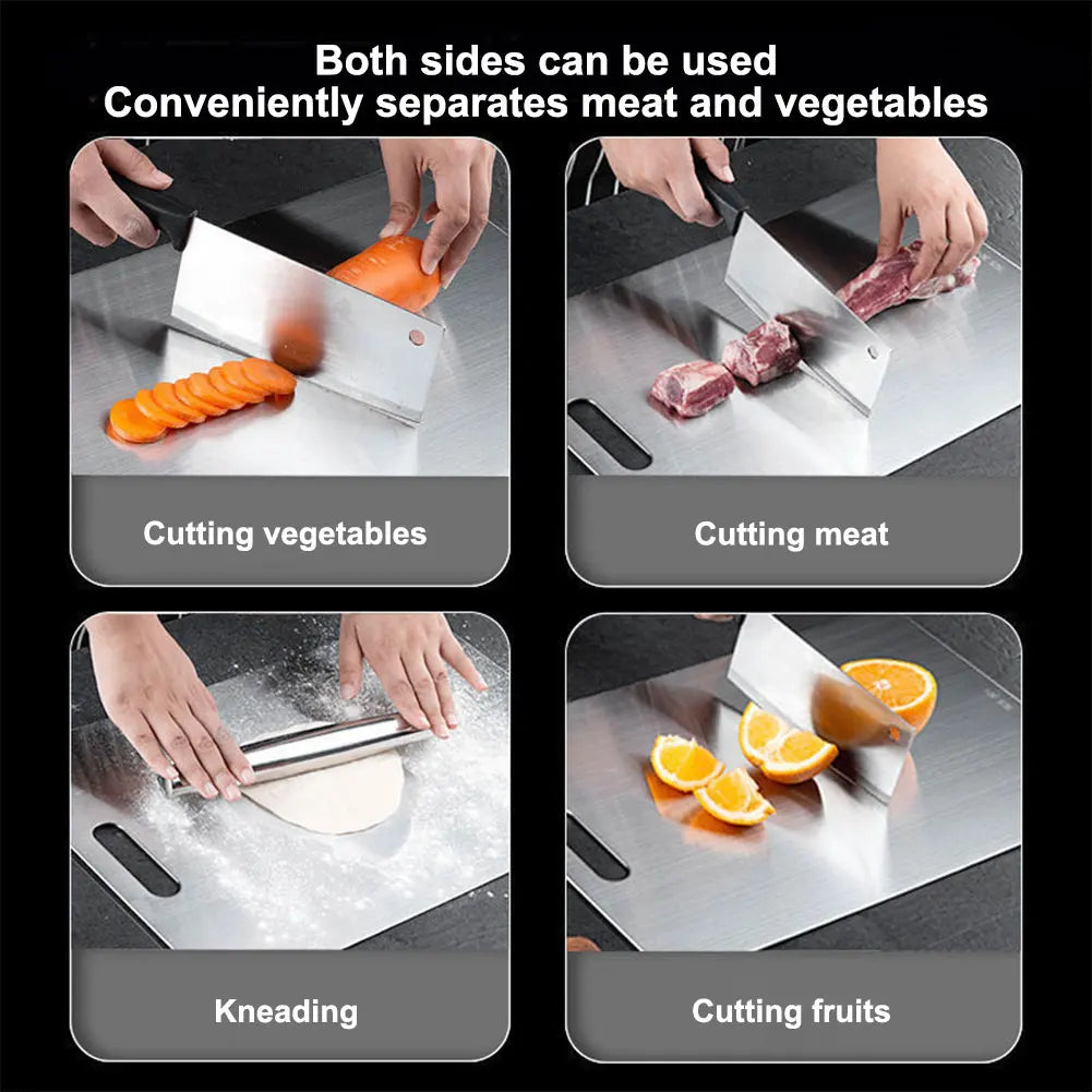 Titanium Stainless Steel Cutting Board – Durable, Double-Sided & Easy to Clean