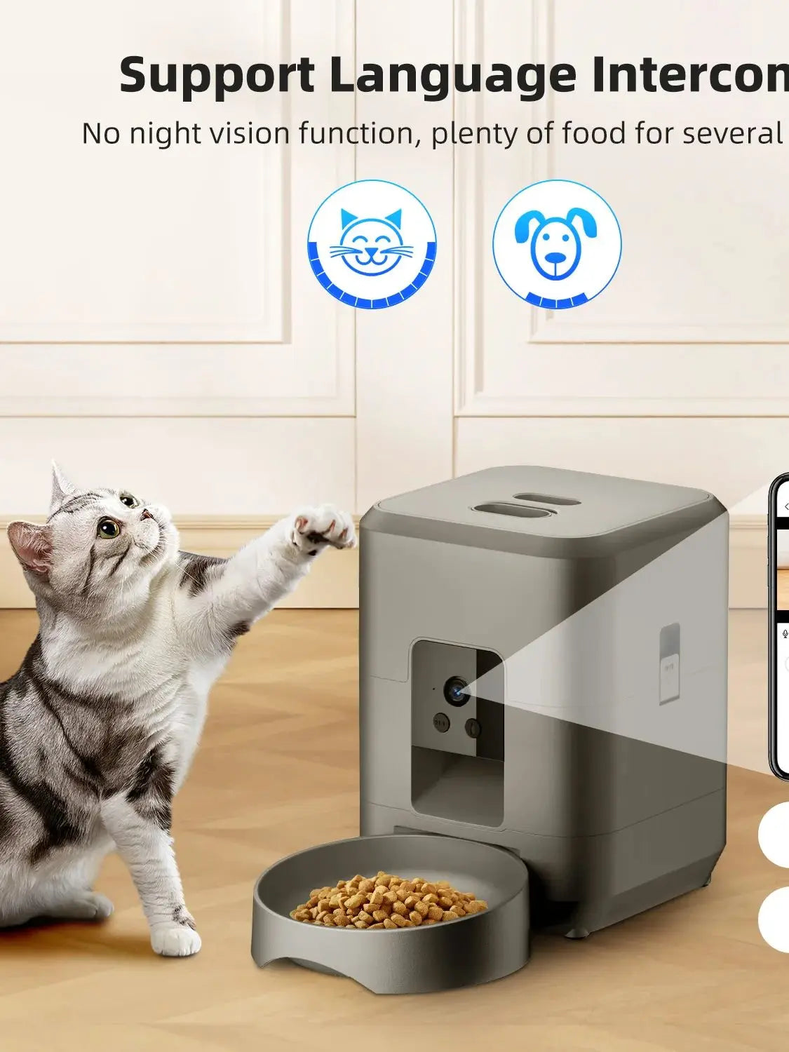 2L Smart Automatic Pet Feeder with Camera – WiFi Cat & Dog Food Dispenser with App Control, Voice & Timer