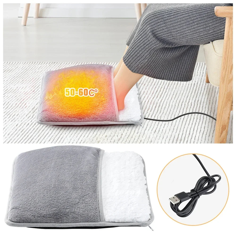 Soft USB Heated Foot Warmer Pad – Washable Plush Winter Heating Mat