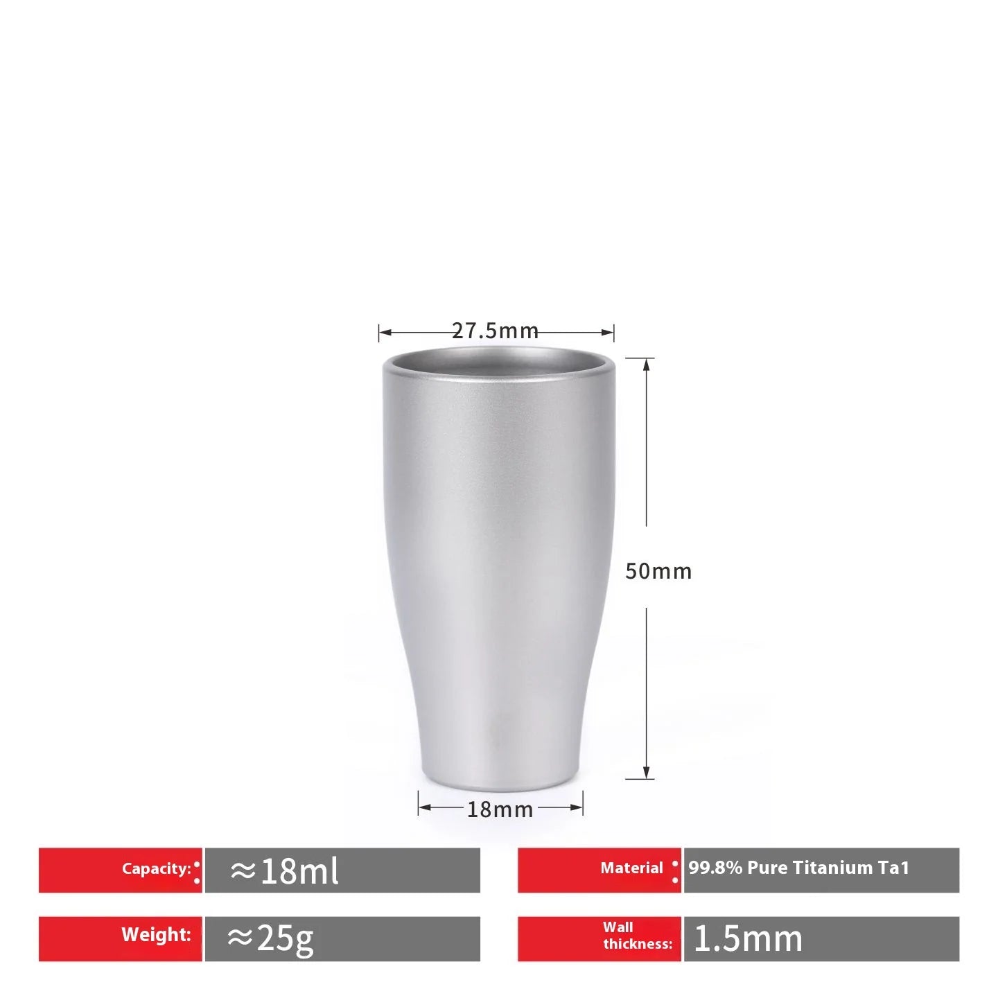 Pure Titanium Small Shot Glass Thickened Single Layer Titanium Alloy Drinking Cup For Hard Liquor And White Wine Outdoor Tools