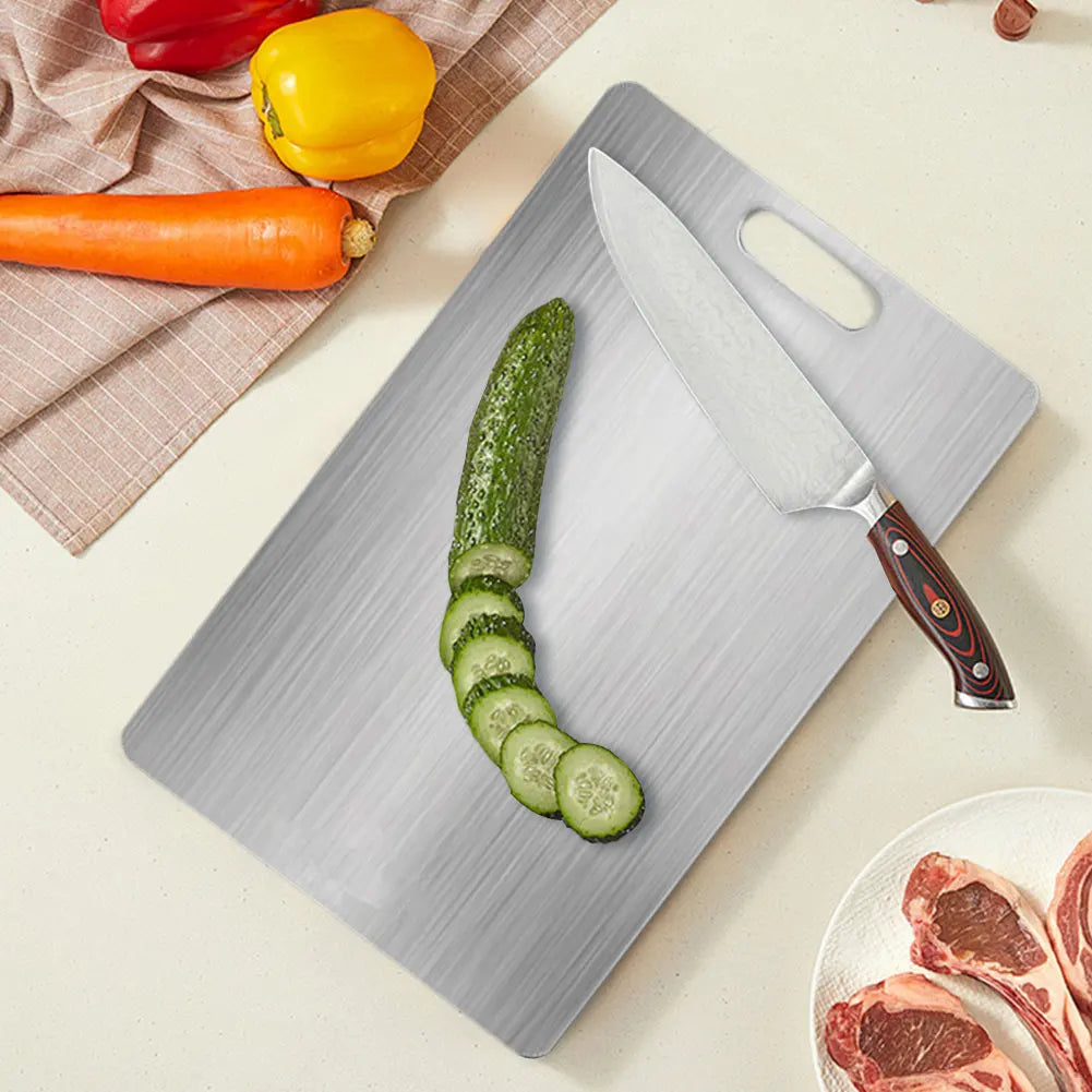 Titanium Stainless Steel Cutting Board – Durable, Double-Sided & Easy to Clean