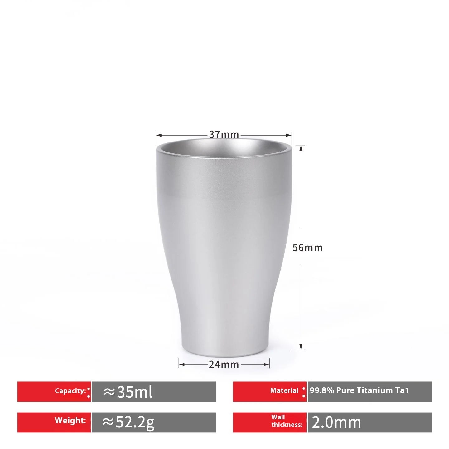 Pure Titanium Small Shot Glass Thickened Single Layer Titanium Alloy Drinking Cup For Hard Liquor And White Wine Outdoor Tools