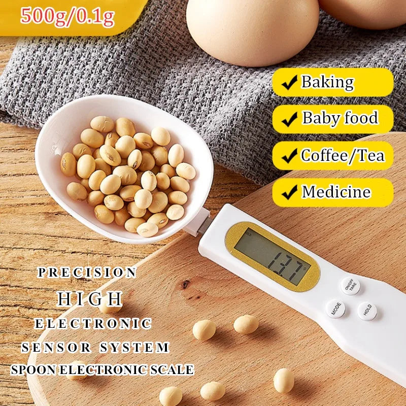 Digital Kitchen Spoon Scale | Mini LCD Food Weighing Tool 0.1–500g | Precision Measuring Spoon