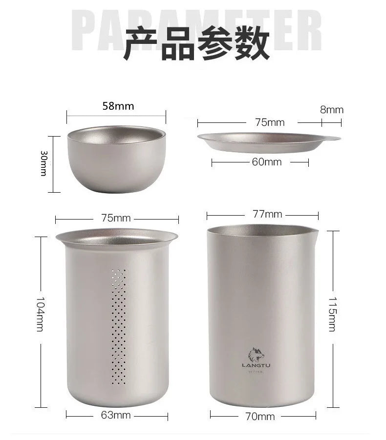 Portable Camping Titanium Tea Cup Brewing Infuser Double-layer Insulated Travel Tea Set