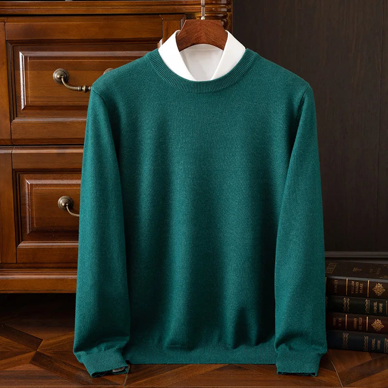 Men’s Merino Wool O-Neck Sweater – Soft, Warm & Versatile Knitwear for Autumn & Winter.