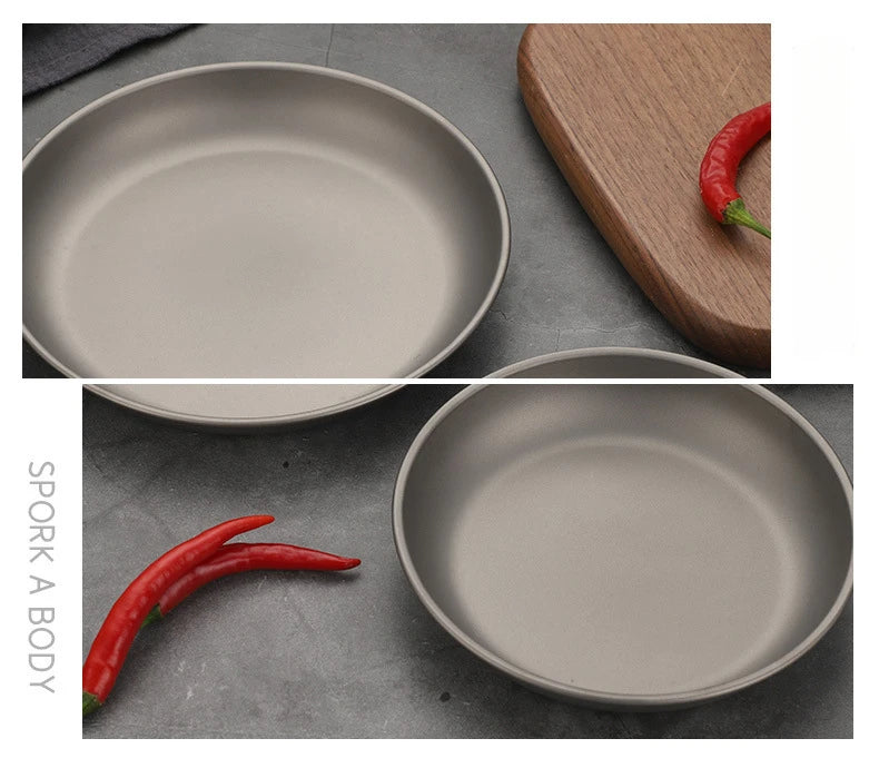 Pure Titanium Camping Plate – Lightweight, Antibacterial & Eco-Friendly Outdoor Tableware
