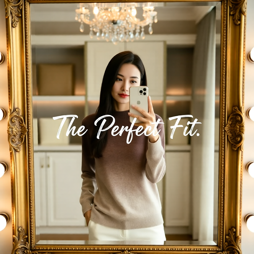 Women’s Fine Wool Thickened Sweater – Gradient Colour Mock Neck Pullover | Elegant Winter Knitwear by Rarely