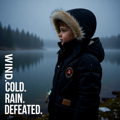 Boys’ Winter Thick Hooded Coat – Warm Fur Collar Jacket