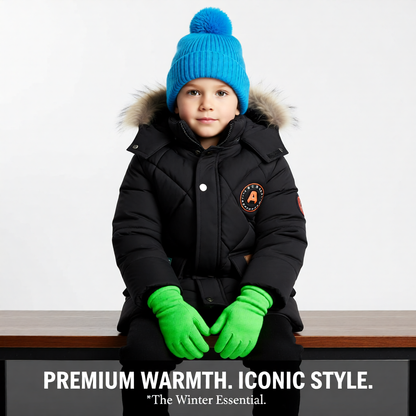 Boys’ Winter Thick Hooded Coat – Warm Fur Collar Jacket