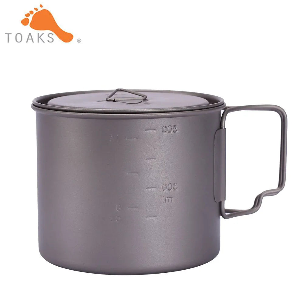 TOAKS Titanium Cup Coffee Tea Mug Ultralight For Outdoor Camping Tableware Foldable Handle 550ml 72g