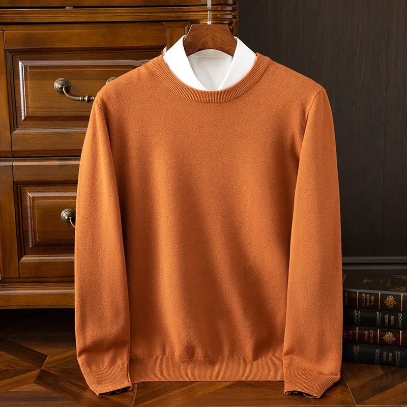 Men’s Merino Wool O-Neck Sweater – Soft, Warm & Versatile Knitwear for Autumn & Winter.