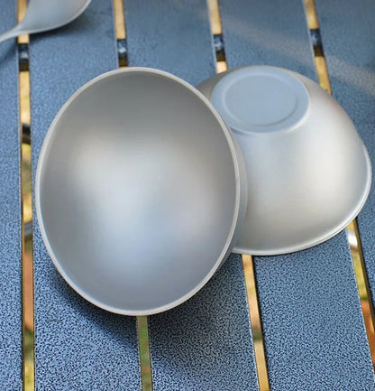 Pure Titanium Double-layer Outdoor Bowl Anti-scalding Heat Insulation Portable Healthy Luxury Bowl Anti-slip Outdoor Tableware