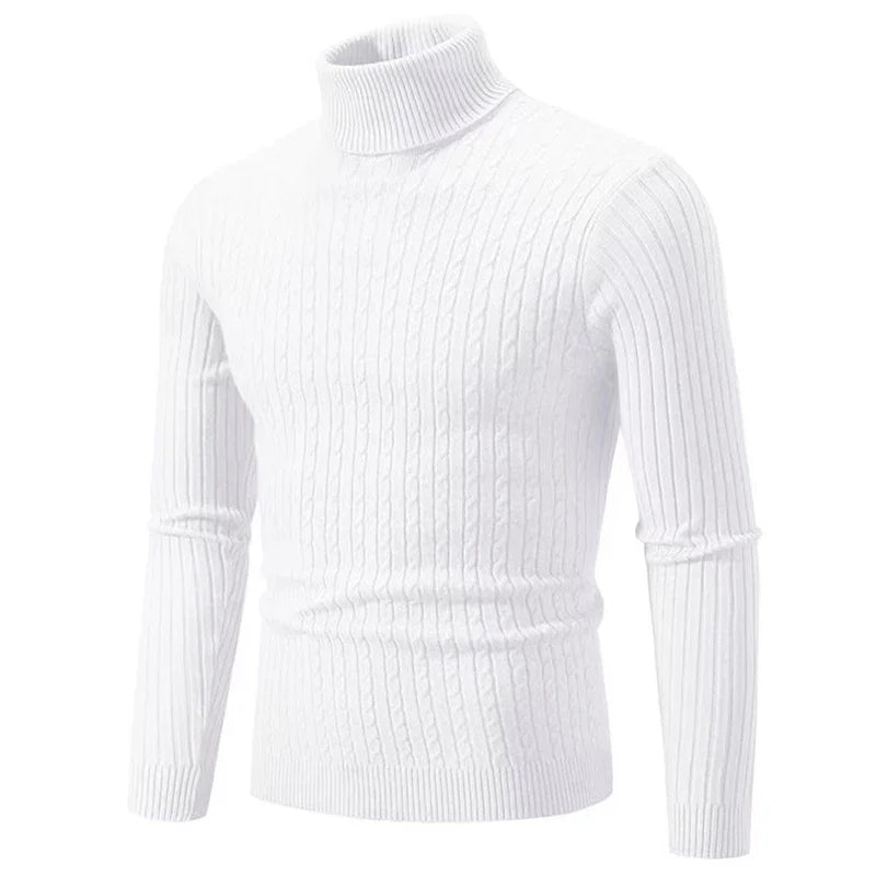 Men’s Classic High Neck Sweater – Warm Knitted Turtleneck Pullover