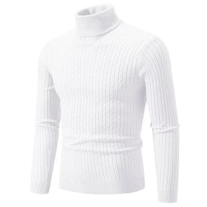 Men’s Classic High Neck Sweater – Warm Knitted Turtleneck Pullover