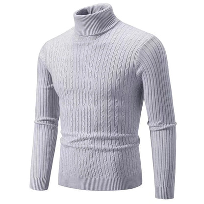 Men’s Classic High Neck Sweater – Warm Knitted Turtleneck Pullover