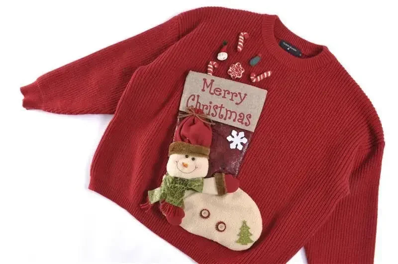 2026 Christmas Embroidery Loose Sweet Simple Jumper Pullover 3D Flower Knit Heavy Knitted Korea Goth New Feminine Tops Sweaters