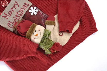 2026 Christmas Embroidery Loose Sweet Simple Jumper Pullover 3D Flower Knit Heavy Knitted Korea Goth New Feminine Tops Sweaters