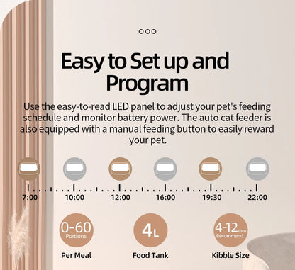 ROJECO Smart Automatic Cat Feeder – WiFi Pet Food Dispenser with Timer