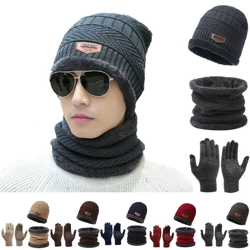 Winter Windproof Hat Gloves Scarf Set for Men Women,Touchscreen Gloves for Cold Weather, Warm Gift Set