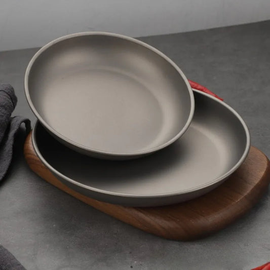 Pure Titanium Camping Plate – Lightweight, Antibacterial & Eco-Friendly Outdoor Tableware