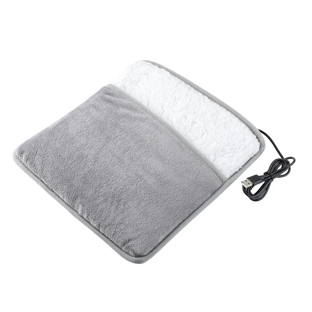 Soft USB Heated Foot Warmer Pad – Washable Plush Winter Heating Mat