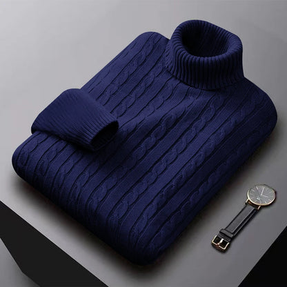 Men’s Classic High Neck Sweater – Warm Knitted Turtleneck Pullover