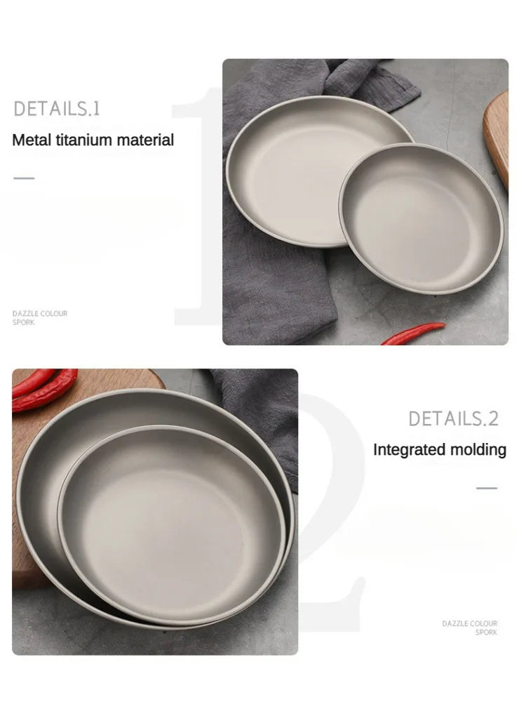 Pure Titanium Camping Plate – Lightweight, Antibacterial & Eco-Friendly Outdoor Tableware