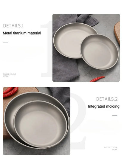 Pure Titanium Camping Plate – Lightweight, Antibacterial & Eco-Friendly Outdoor Tableware