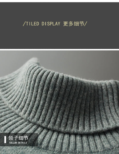 Men’s Cashmere Wool Sweater – Elegant Turn-Down Collar Knitwear for Autumn & Winter