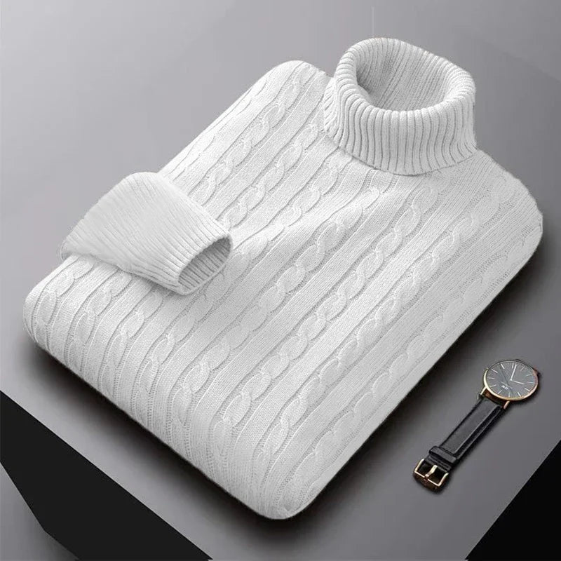 Men’s Classic High Neck Sweater – Warm Knitted Turtleneck Pullover