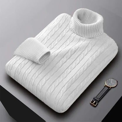 Men’s Classic High Neck Sweater – Warm Knitted Turtleneck Pullover