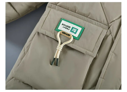 Boys’ Winter Thick Hooded Coat – Warm Fur Collar Jacket