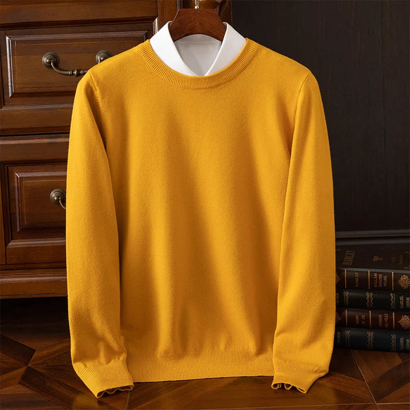 Men’s Merino Wool O-Neck Sweater – Soft, Warm & Versatile Knitwear for Autumn & Winter.