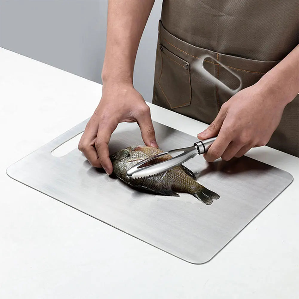 Titanium Stainless Steel Cutting Board – Durable, Double-Sided & Easy to Clean