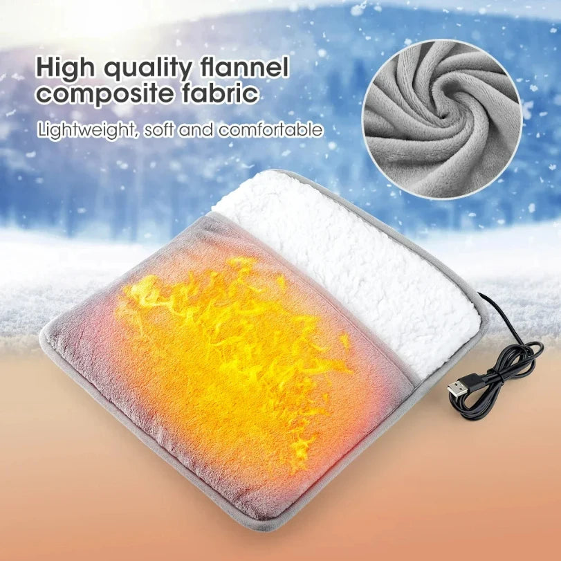 Soft USB Heated Foot Warmer Pad – Washable Plush Winter Heating Mat