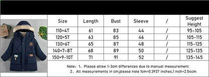 Boys’ Winter Thick Hooded Coat – Warm Fur Collar Jacket