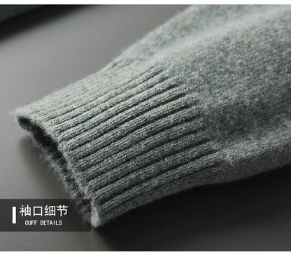 Men’s Cashmere Wool Sweater – Elegant Turn-Down Collar Knitwear for Autumn & Winter