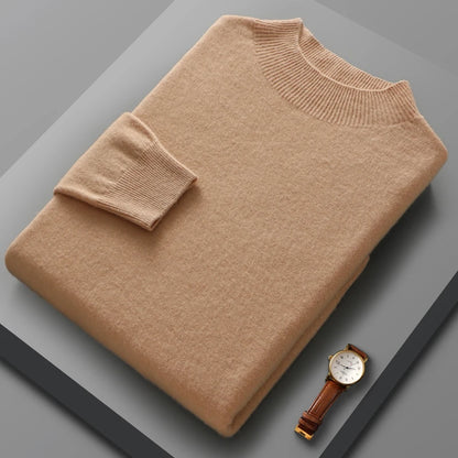 Men’s 100% Merino Wool Sweater – Luxury Half High Collar Knit Pullover