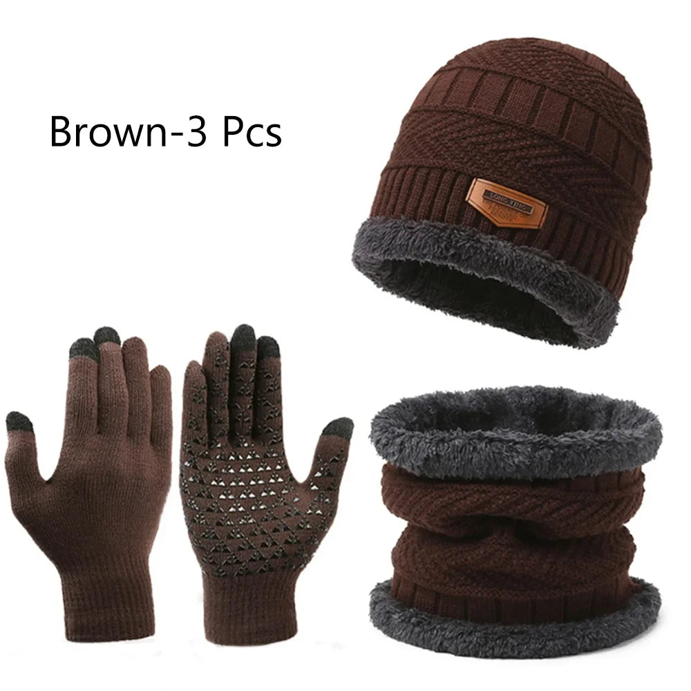 Winter Windproof Hat Gloves Scarf Set for Men Women,Touchscreen Gloves for Cold Weather, Warm Gift Set