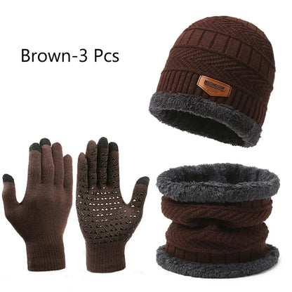 Winter Windproof Hat Gloves Scarf Set for Men Women,Touchscreen Gloves for Cold Weather, Warm Gift Set
