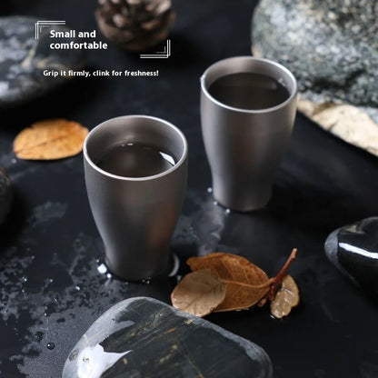 Pure Titanium Small Shot Glass Thickened Single Layer Titanium Alloy Drinking Cup For Hard Liquor And White Wine Outdoor Tools