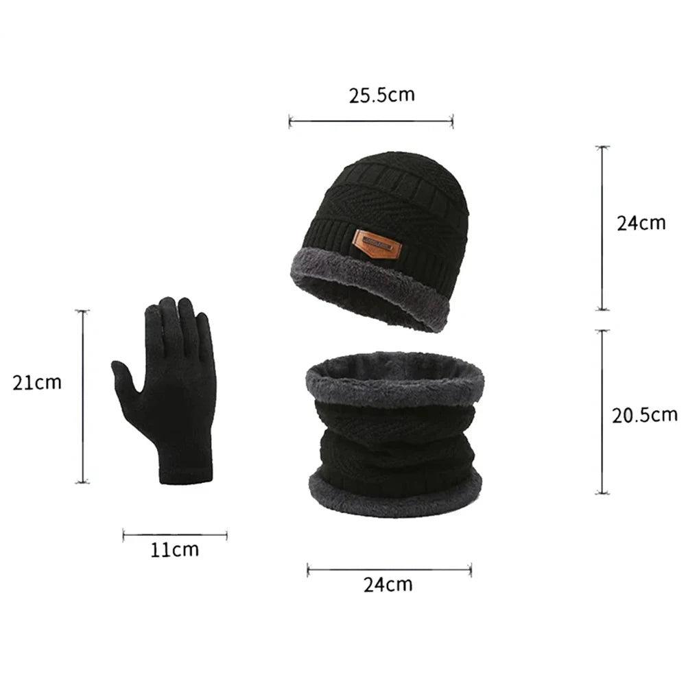 Winter Windproof Hat Gloves Scarf Set for Men Women,Touchscreen Gloves for Cold Weather, Warm Gift Set
