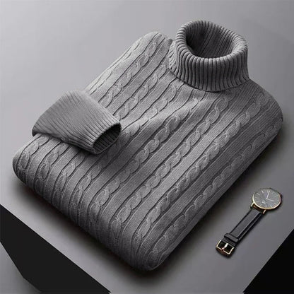 Men’s Classic High Neck Sweater – Warm Knitted Turtleneck Pullover