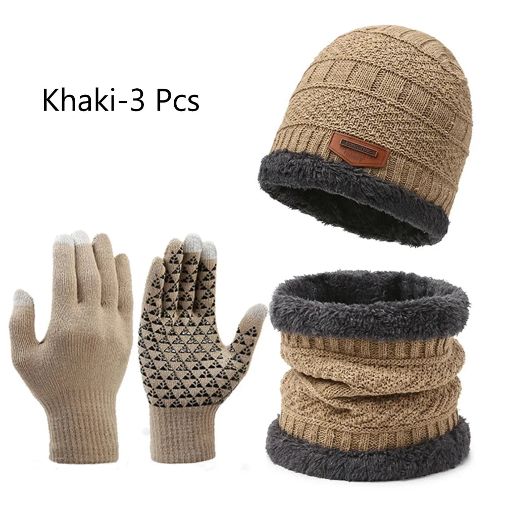 Winter Windproof Hat Gloves Scarf Set for Men Women,Touchscreen Gloves for Cold Weather, Warm Gift Set