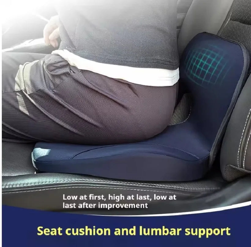 ErgoComfort™ Orthopaedic Memory Foam Cushion Set – Premium Seat & Lumbar Support for Pain Relief, Posture Alignment & Long Sitting Comfort