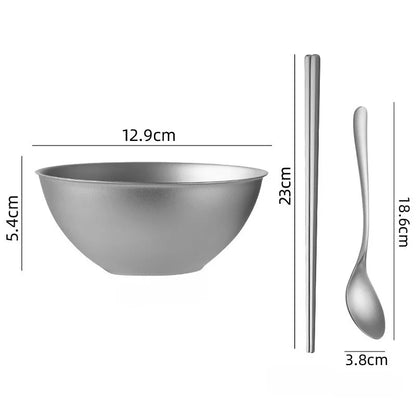 Pure Titanium Double-layer Outdoor Bowl Anti-scalding Heat Insulation Portable Healthy Luxury Bowl Anti-slip Outdoor Tableware
