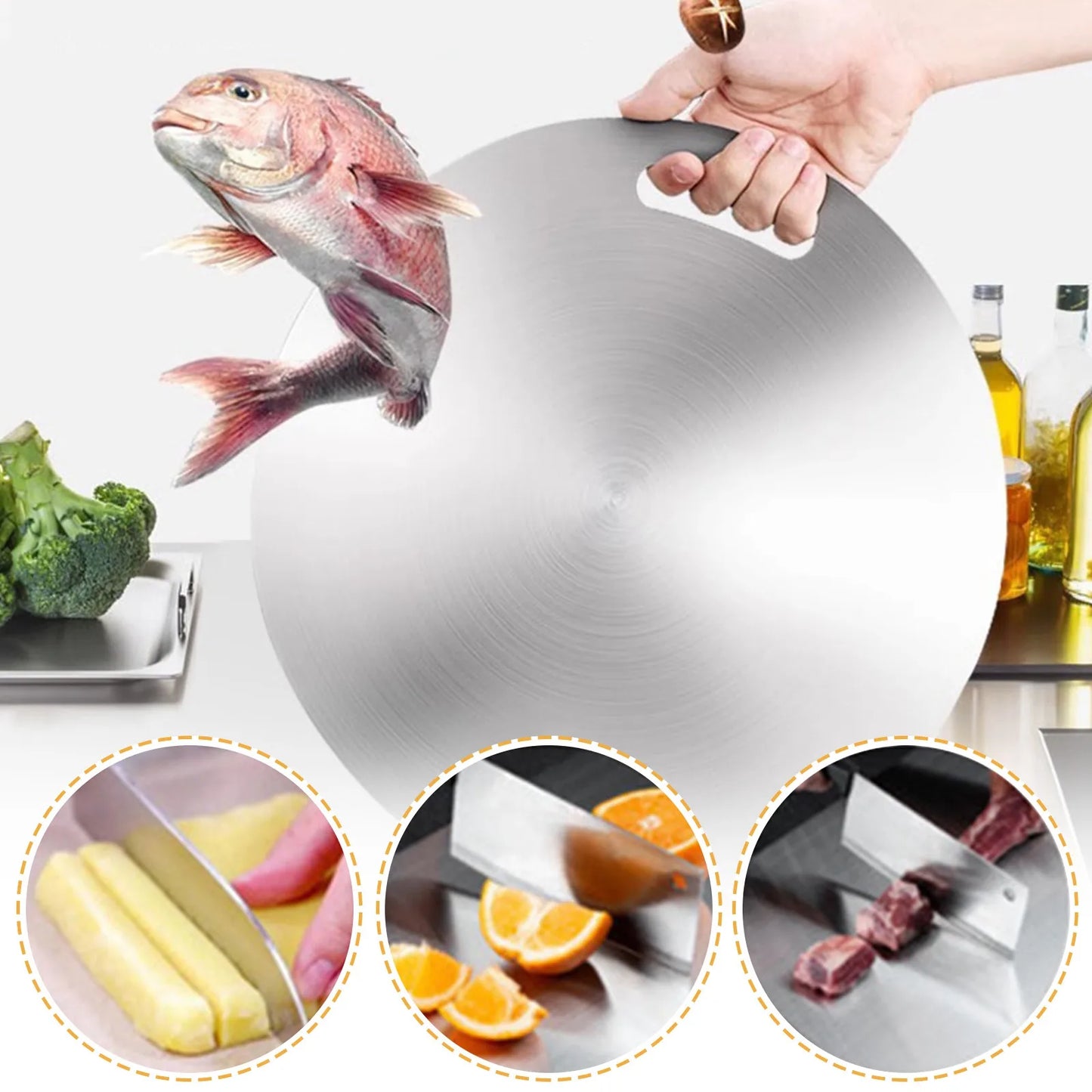 Titanium Cutting Boards for Kitchen Stainless Steel Thickened Food Grade Portable Fruit Vegetable Household Cutting Board